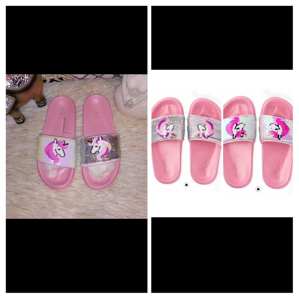 GIRLS FLIP SEQUINS UNICORN SLIDES